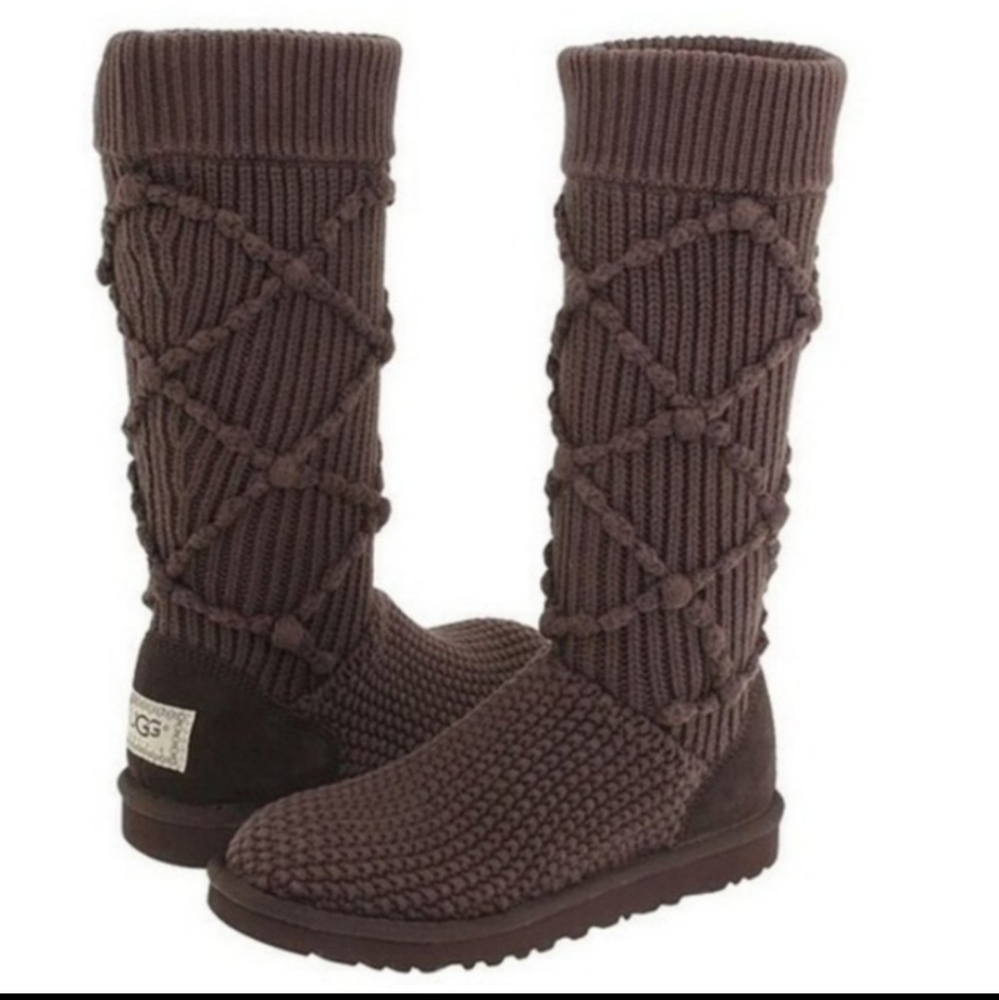 Ugg Classic Argyle Knit Boots Designer Merino Wool Sheepskin 101